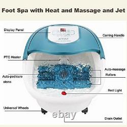 Foot Spa Massager with Heat, Massage and Bubble Jets Foot Bath Tub Blue White