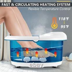 Foot Spa Tub with Bubbles and Electric Massage Rollers for Home Use-Blue Colo