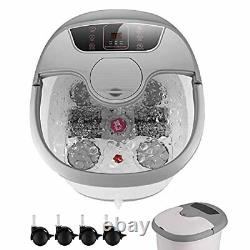 Motorized Foot Spa Bath Massager withHeat Massage and Bubble Jets, Red Gray