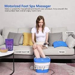 Motorized Foot Spa Bath Massager with Heat Bubbles and Vibration Massage, Blue