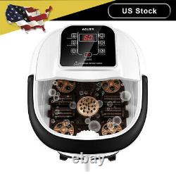 NEW Foot Spa Bath Massager Massage Rollers Heat and Bubbles Temp Timer Black US
