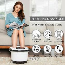 NEW-Foot Spa Bath Massager Massage Rollers Heat and Bubbles Temp Timer USA 2021