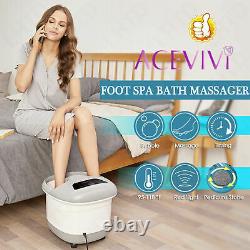 NEW Foot Spa Bath Massager Tem/Time Set Heat Bubble Vibration with Rollers