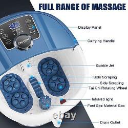 New Electric Foot Massage Pedicure Heat Spa Bath Bubbles Motorized Rolling Timer