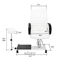 Pedicure Chair White with Stool & Bubble Massage Foot Bath, Hydraulic Pedi Chair