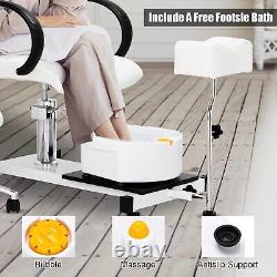 Pedicure Unit Station Hydraulic Lift Chair & Massage Foot Spa Beauty Salon White