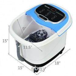 Portable All-In-One Heated Foot Bubble Spa Bath Motorized Massager-Blue Color