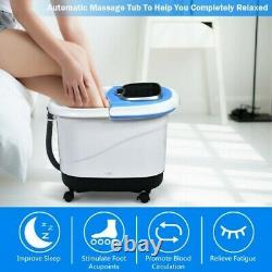 Portable All-In-One Heated Foot Bubble Spa Bath Motorized Massager-Blue Color