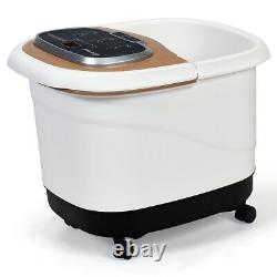 Portable All-In-One Heated Foot Bubble Spa Bath Motorized Massager-Coffee Col