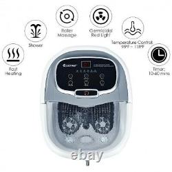Portable All-In-One Heated Foot Bubble Spa Bath Motorized Massager-Gray Color