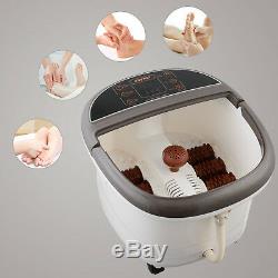Portable Foot Spa Bath Massager LED Display Time/Tem Set Bubble Heat with6 Rollers