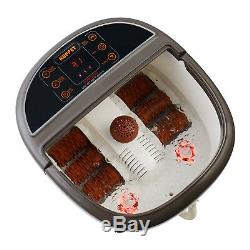 Portable Foot Spa Bath Massager LED Display Time/Tem Set Bubble Heat with6 Rollers