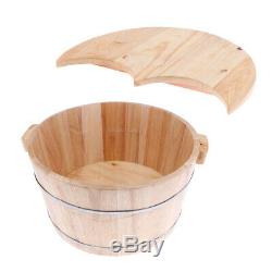 Practical Deep Wood Foot Spa Bath Basin Tub Soaking Bucket Barrel with Lid Cover