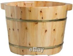 Rustic Wooden Foot Bath Soaking Bucket 11 x 15 in. Natural Cedar Wood Home Spa