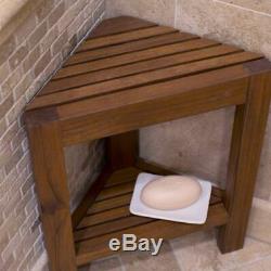 Shower Chairs Or Stools Corner Teak Bath Bench Seat Bathroom Spa Foot Rest Shelf