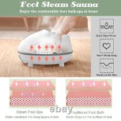 Steam Foot Bath Massager Spa Sauna Care Feet Warmer Hat Therapy Gray NEW