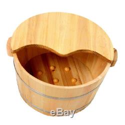 Vintage Wood Foot Spa Bath Basin Tub Bucket with Lid for Foot Soaking