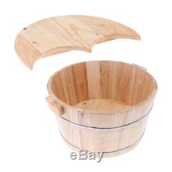 Vintage Wood Foot Spa Bath Basin Tub Feet Soaking Wash Bucket Lid Barrel