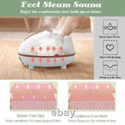 White Steam Foot Spa Bath Massager Sauna Care withHeating Timer Electric Rollers