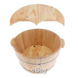 Wooden Deep Foot Spa Bath Basin Tub Feet Massage Bucket Lid Barrel Bowl