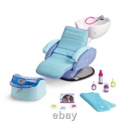 American Girl Spa Chair Blue Salon Accessoires Foot Bath Water Sounds Ships Now