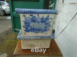 Antique Era Edo Japonaise Spa Bain De Pieds, Painted Pottery Chine Bleu Main Blanche