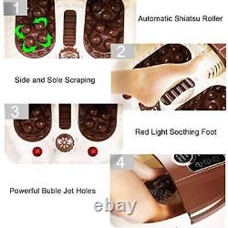 Bain de pieds avec massage spa et chaleur, 16 rouleaux motorisés de pédicure Shiatsu brun