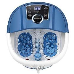 Bain de pieds avec spa, chaleur, massage et bulles, masseur de bain de pieds avec 16 bleu.
