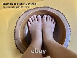 Bain de pieds et de mains en bois naturel, baignoire de spa artisanale de 10 pouces par 16 pouces.