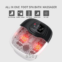 Bain de pieds spa avec chaleur, sel d'Epsom, bulles, vibration et lumière rouge