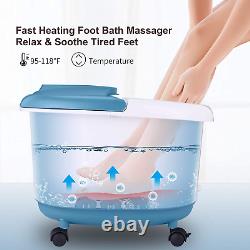 Massageur de bain de pieds avec chaleur et jets de bulles, rouleau de massage électrique Shiatsu