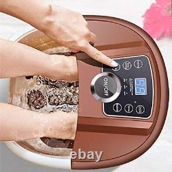 Massageur de bain de spa pour les pieds avec chaleur, 16 moteurs de spa pour pédicure Shiatsu motorisés de couleur brune