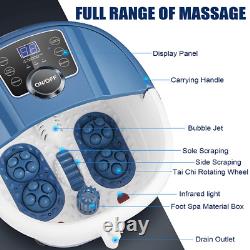 Massageur de spa pour les pieds avec bulles chauffantes, moteurisé et bleu