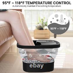 Spa de pied pliable avec massage électrique rotatif, bain de pieds avec chaleur, bulles et vibrations