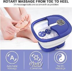 Spa de pieds pliable avec massage rotatif électrique, bain de pieds à bulles avec chauffage et télécommande