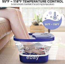 Spa de pieds pliable avec massage rotatif électrique, bain de pieds à bulles avec chauffage et télécommande
