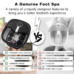 Spa de pieds pliable avec massage rotatif électrique, bain de pieds avec chaleur, bulles et vibrations