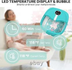 Spa pour les pieds pliable avec massage rotatif électrique, bain de pieds à bulles avec chaleur et télécommande